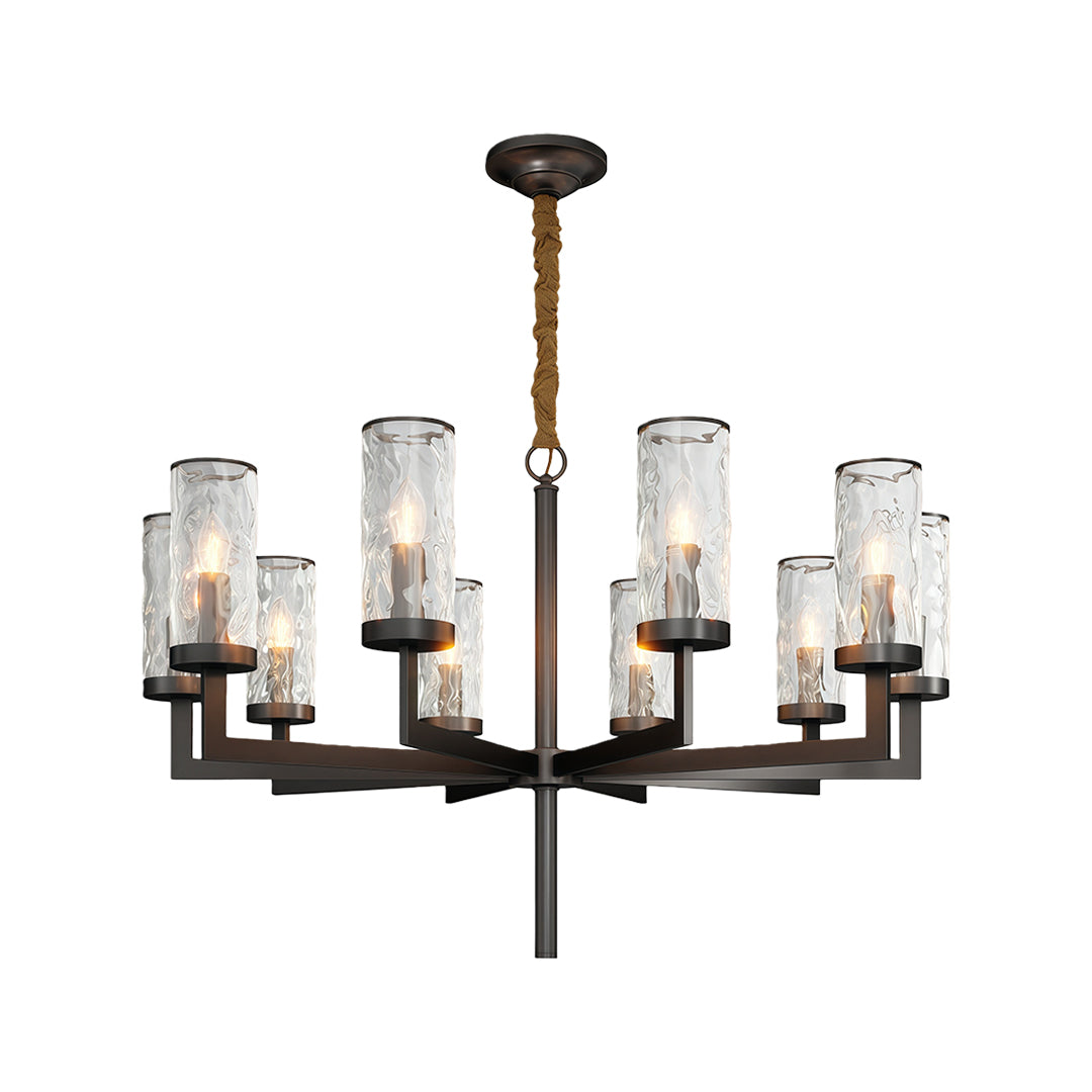 Minimalist Cluster Island Chandelier — Transparent Glass, Full Copper Frame, E14, 6/8/10/15-Light