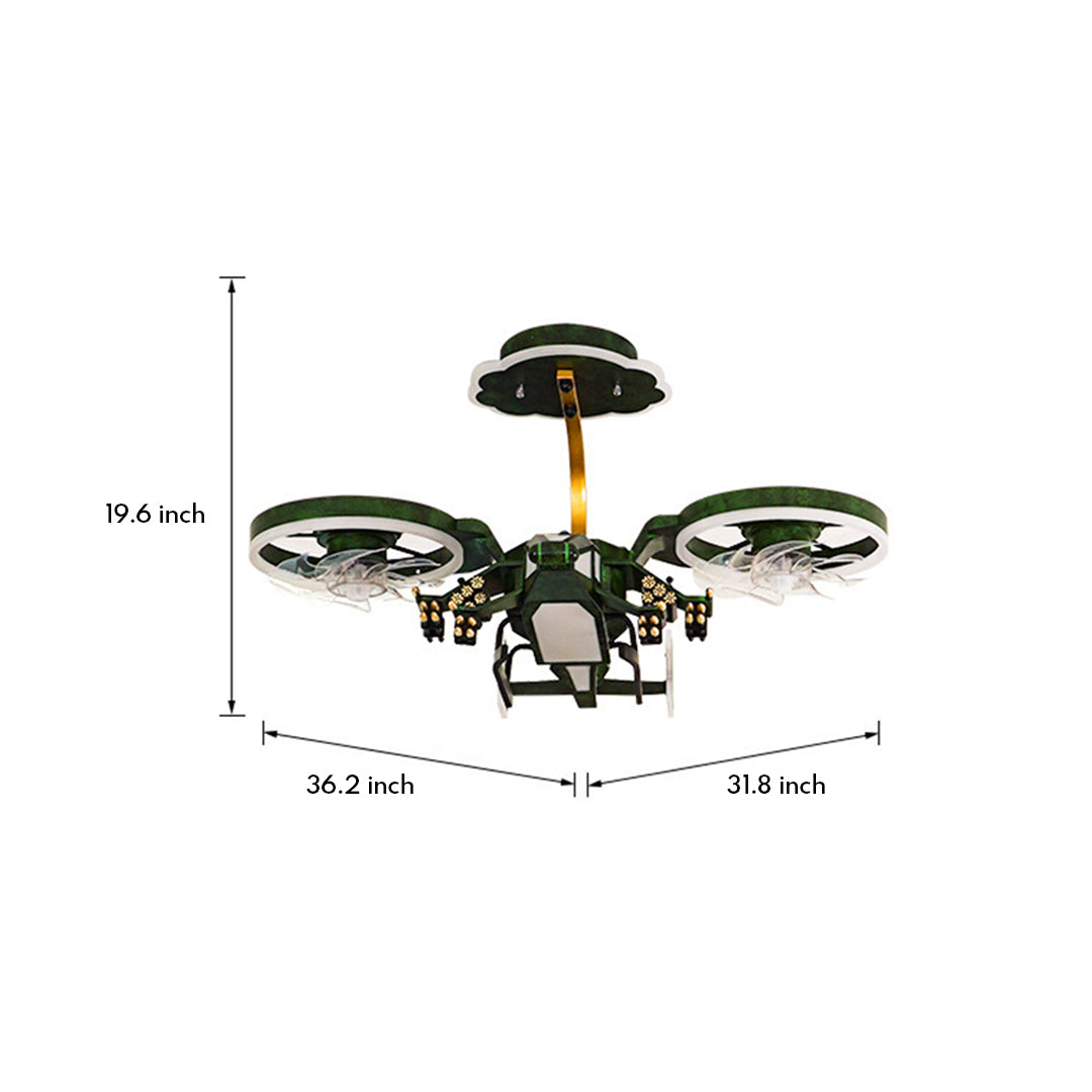 Airplane Kids Ceiling Fan with LED Light — Remote Control, Three-Color Dimming, 3-Speed, 35"