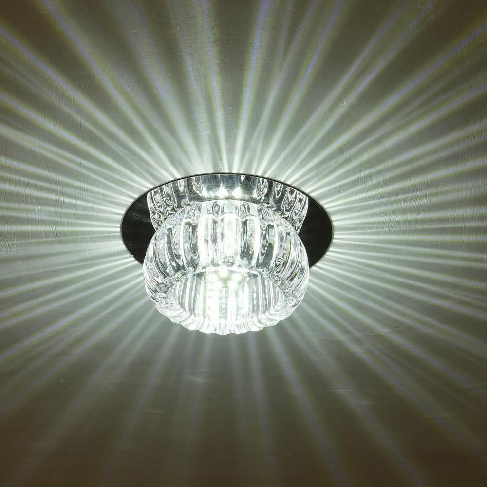 Geometric Crystal Flush-Mount Chandelier — Metal, LED, 7W, RGB + 3000K/6000K