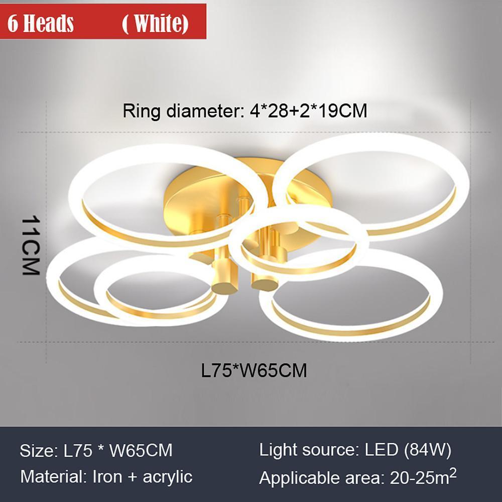 Circular Ring LED Flush-Mount Ceiling Light — Metal & Acrylic, Dimmable with Remote, 2-Light to 6-Light, 18"–30"