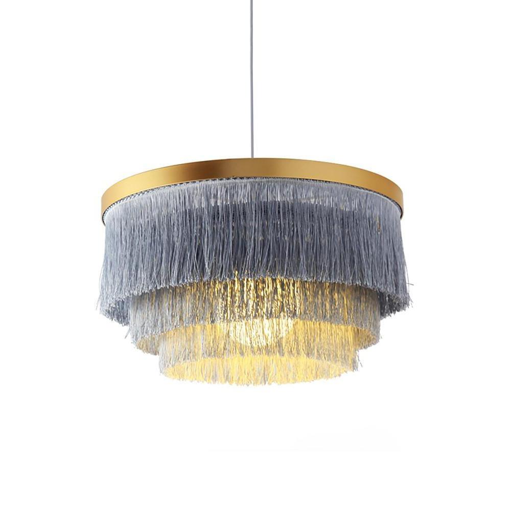 Gradated Drum Chandelier — Metal and Fabric Shade, LED-Compatible, 17" Diameter, 39" Adjustable Cord