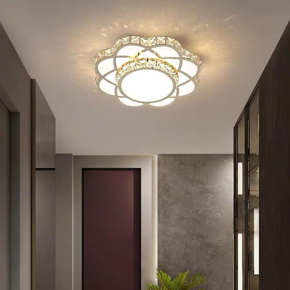 Flower-Effect Crystal Flush-Mount Ceiling Light — Metal, LED, 8" Diameter, 3000K / 6000K / RGB