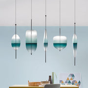 Gradient Blue Glass Mini Pendant — Modern Industrial, 1-Light, 4" Shade, 59" Adjustable Cord