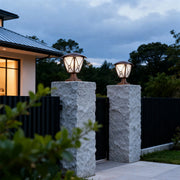 Classic Column Outdoor Pillar Light — Sand-Black Aluminum and Glass, 9W LED, IP44, E26, Hardwired