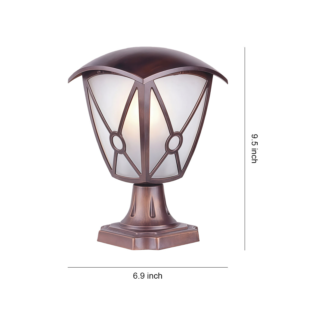 Classic Column Outdoor Pillar Light — Sand-Black Aluminum and Glass, 9W LED, IP44, E26, Hardwired