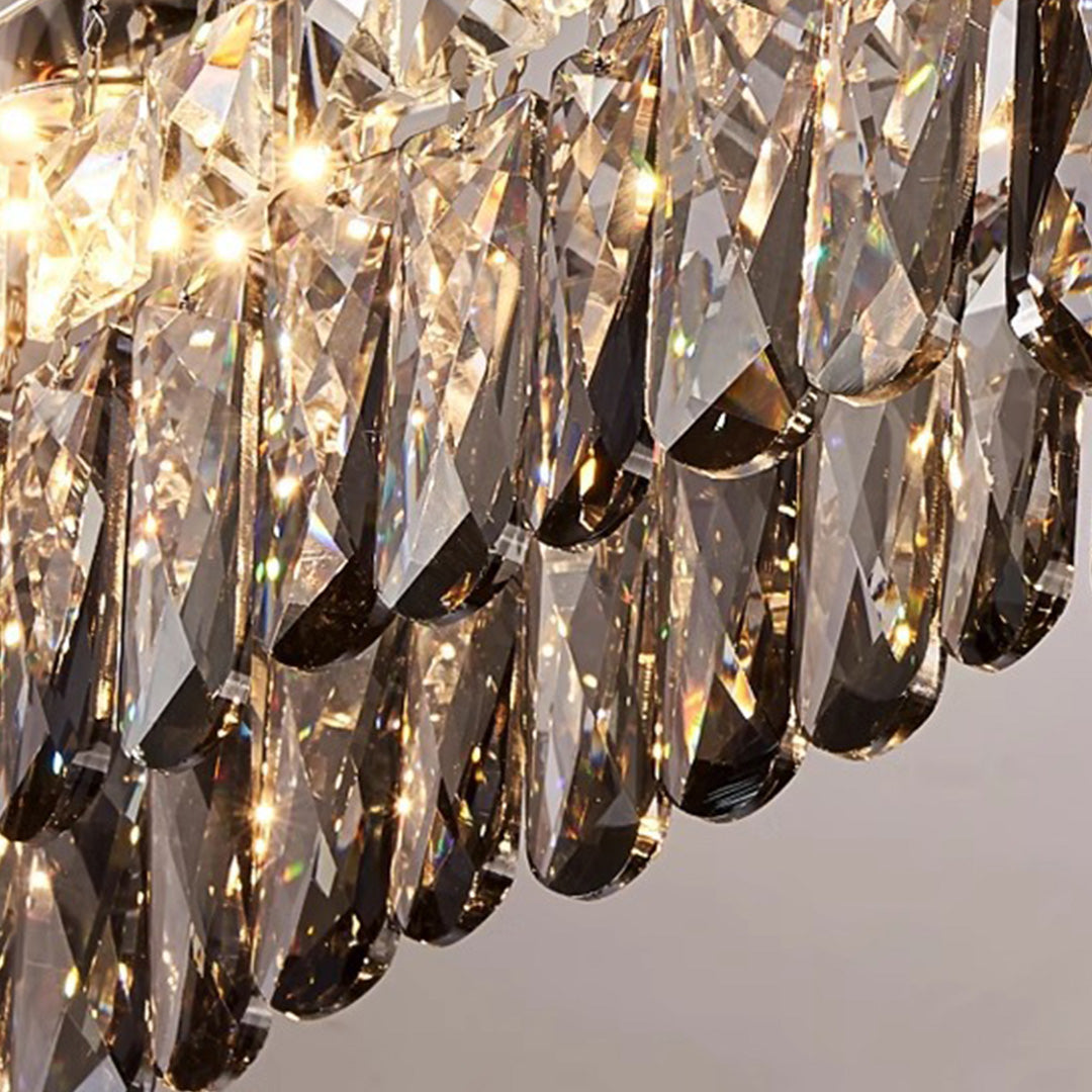 French Crystal Round LED Flush Mount — Polished Stainless Steel, K9 Crystal, 3-Step Dimming, 45cm / 60cm / 80cm