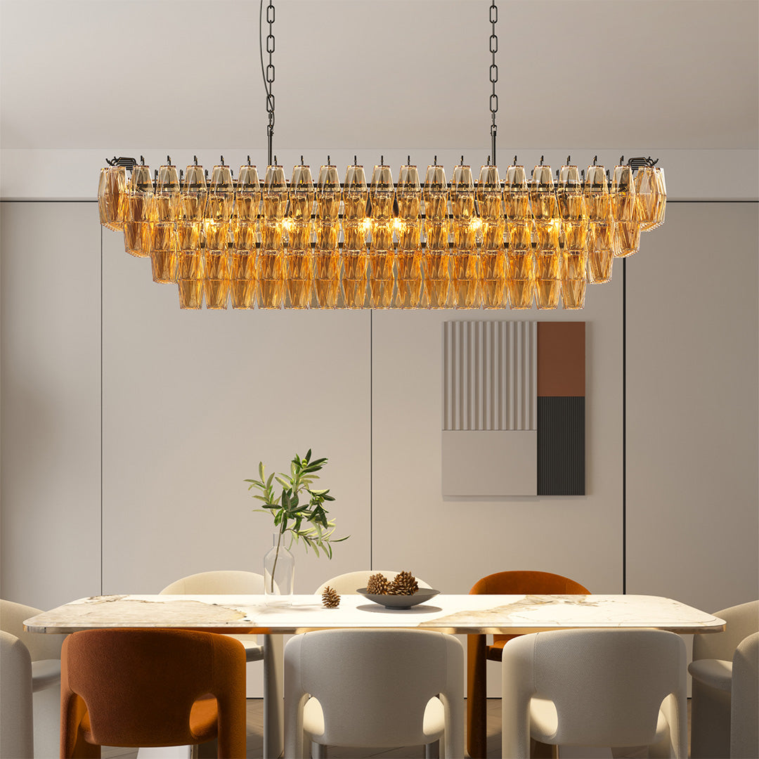 Multi-Head Glass Pendant Chandelier — Iron Frame, Transparent Glass Shades, 8-Light or 10-Light, Black or Copper, E12