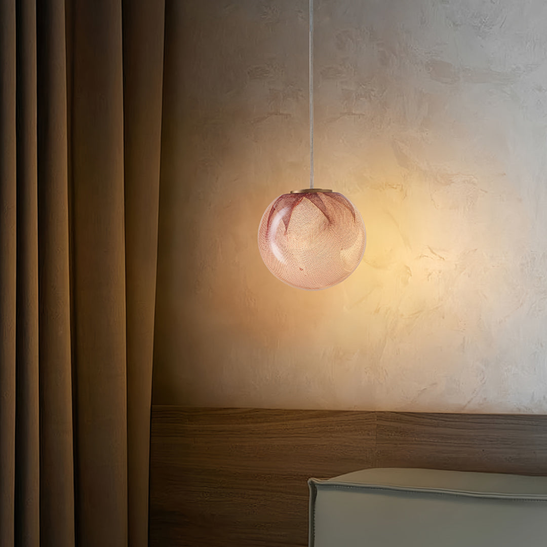 Glass Globe Mini Pendant — Purple Metal, G9, 3.5W, 4.5" Adjustable Cord, IP20