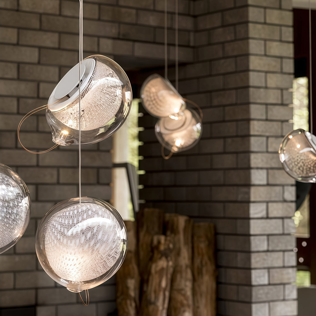 Jellyfish Pendant Light — Chrome Metal, Transparent Glass, G4, 59.1" Adjustable Cord, 2700K–3999K