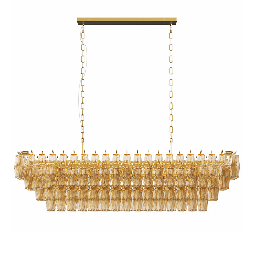 Multi-Head Glass Pendant Chandelier — Iron Frame, Transparent Glass Shades, 8-Light or 10-Light, Black or Copper, E12