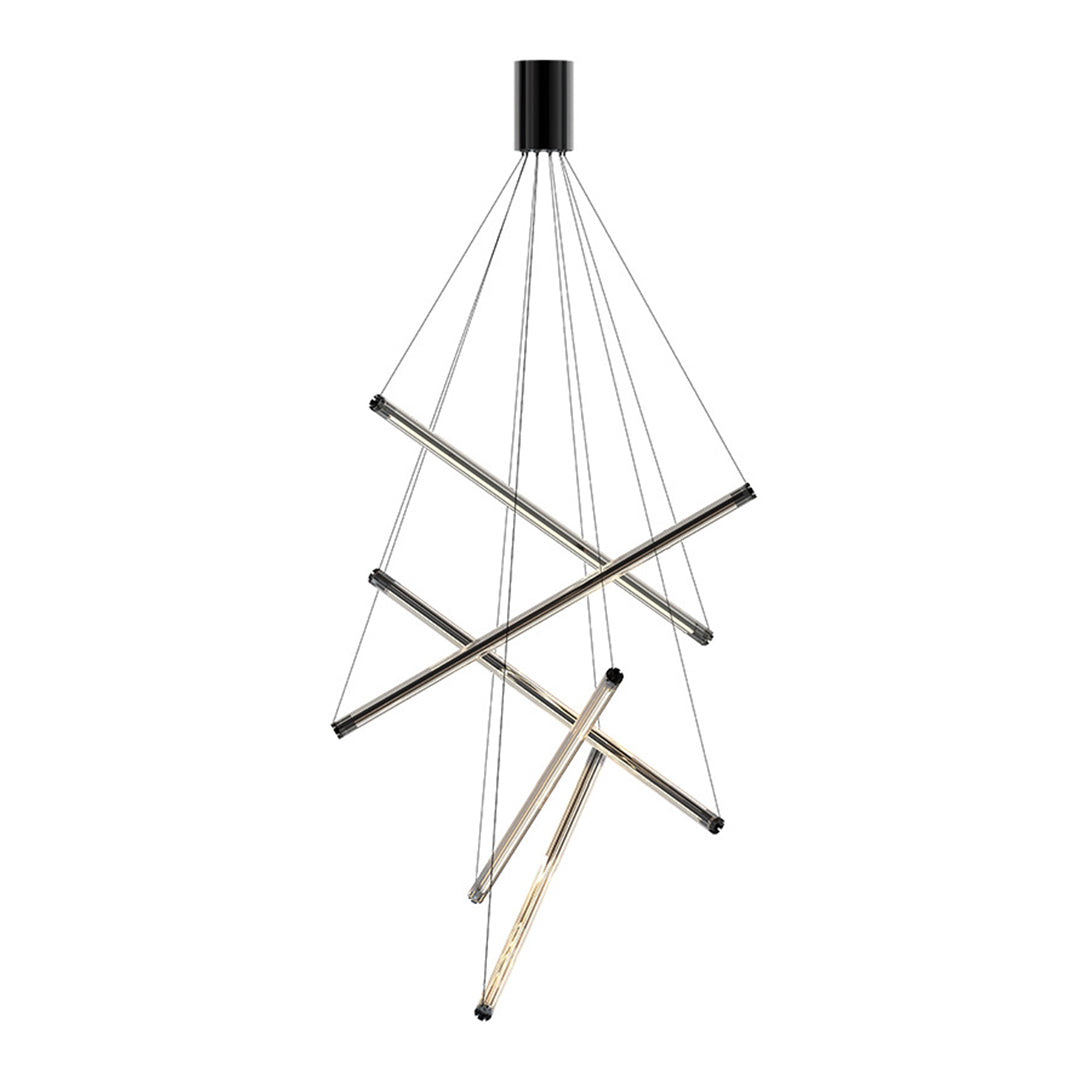 Minimalist LED Linear Chandelier — Stainless Steel & Acrylic, 3/5/7-Light, 36W–140W, 4000K RA97, Black or Gold