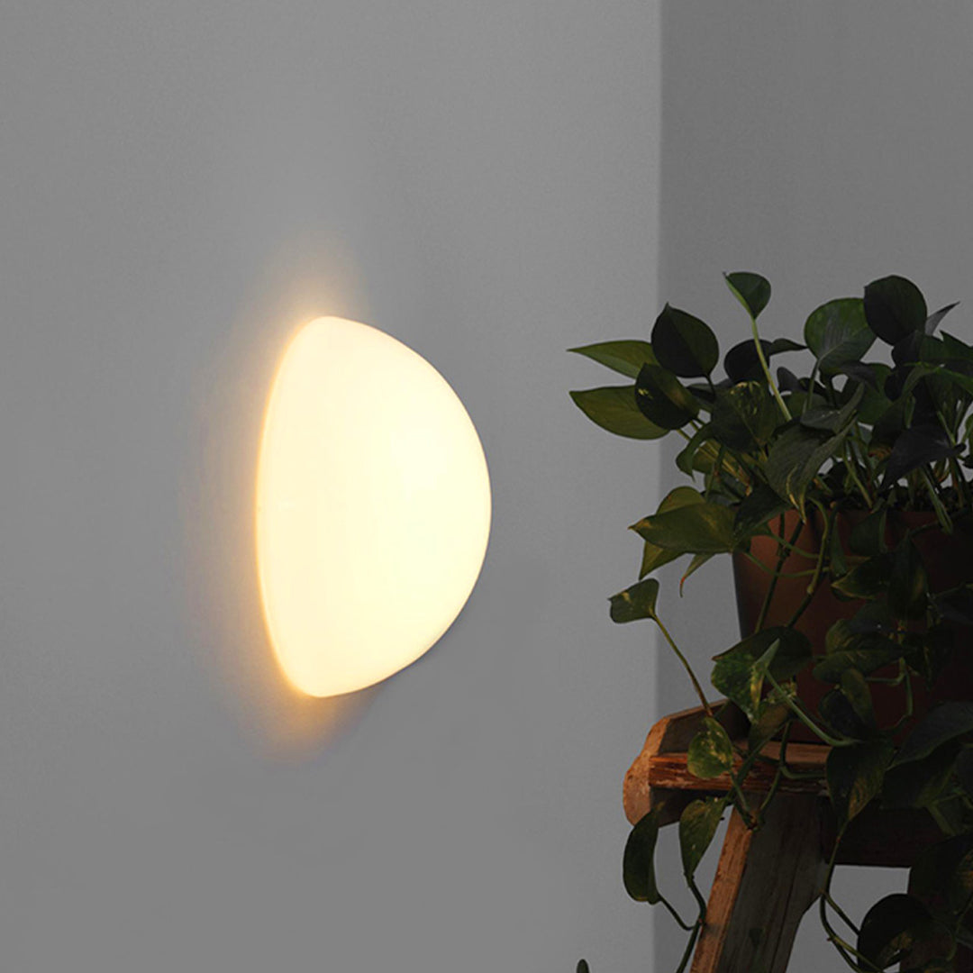 Semi-Spherical Outdoor Wall Sconce — White Metal, Frosted or Glossy Glass, 12W LED, IP65 Weatherproof