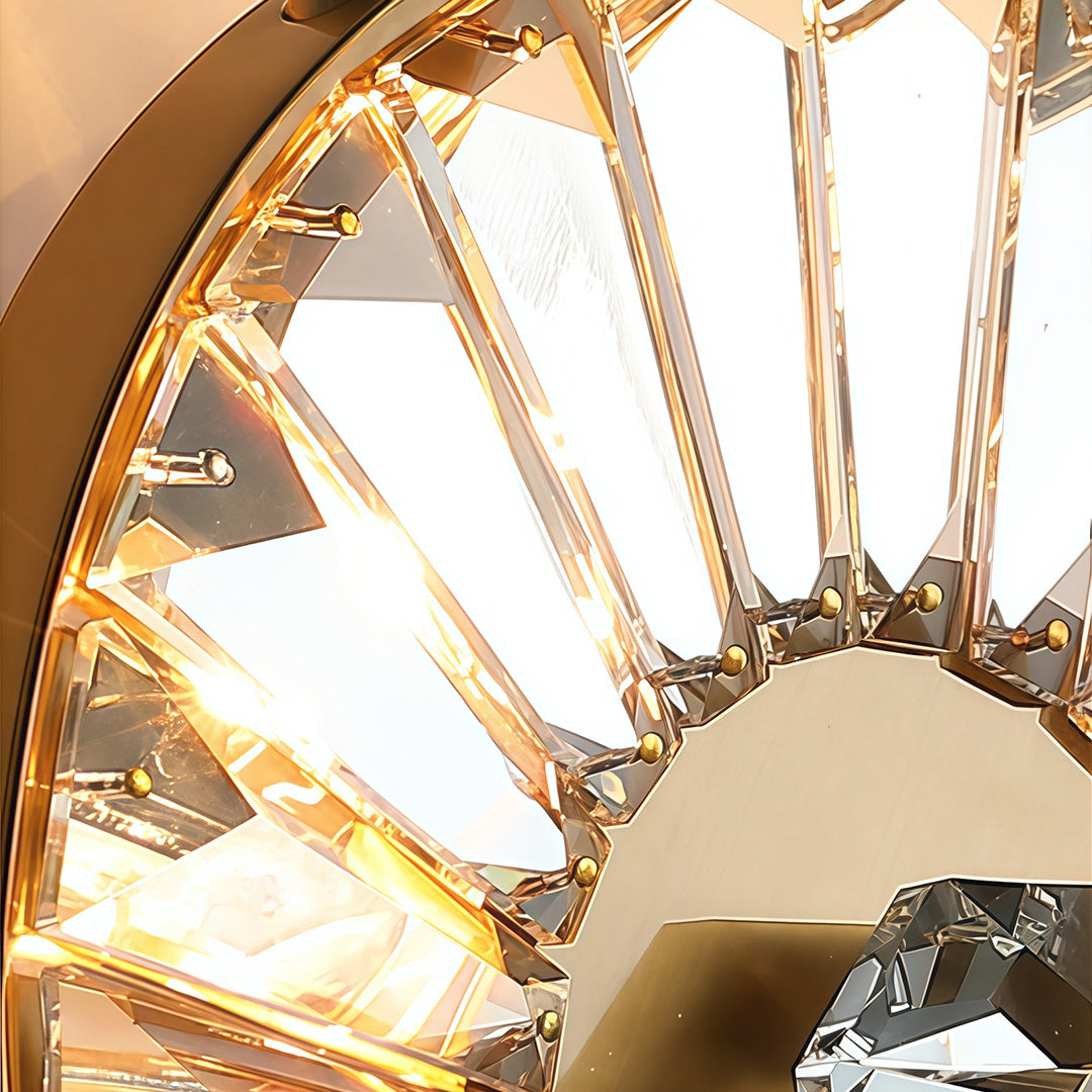 Crystal Diffused Wall Sconce — Brass-Tone Stainless Steel, Cut Crystal, E14, Hardwired, 25.6"