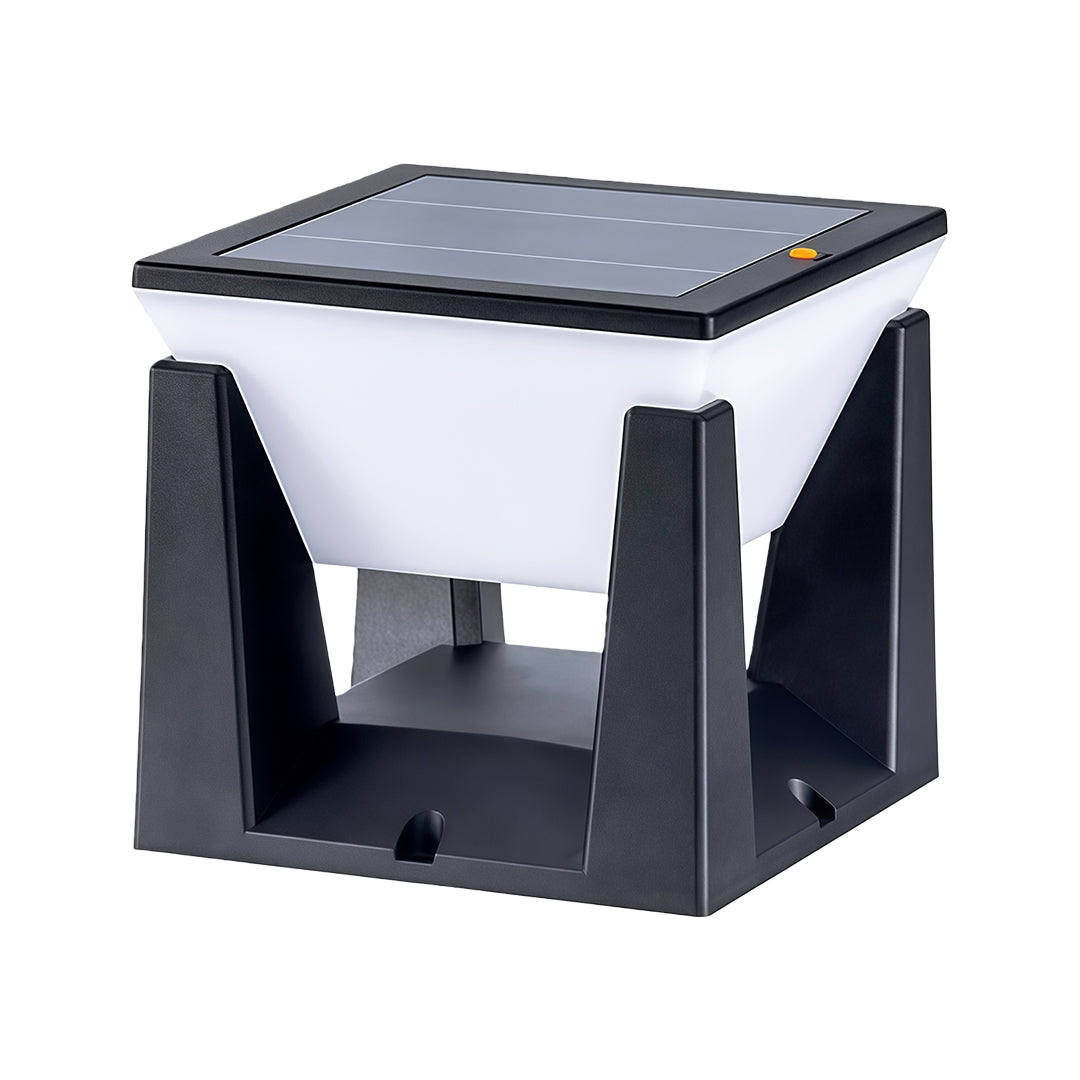 Solar Bollard Pillar Light — Black ABS, LED, Three-Color Dimming (3000K/4500K/6000K), IP65 Weatherproof, Dusk-to-Dawn
