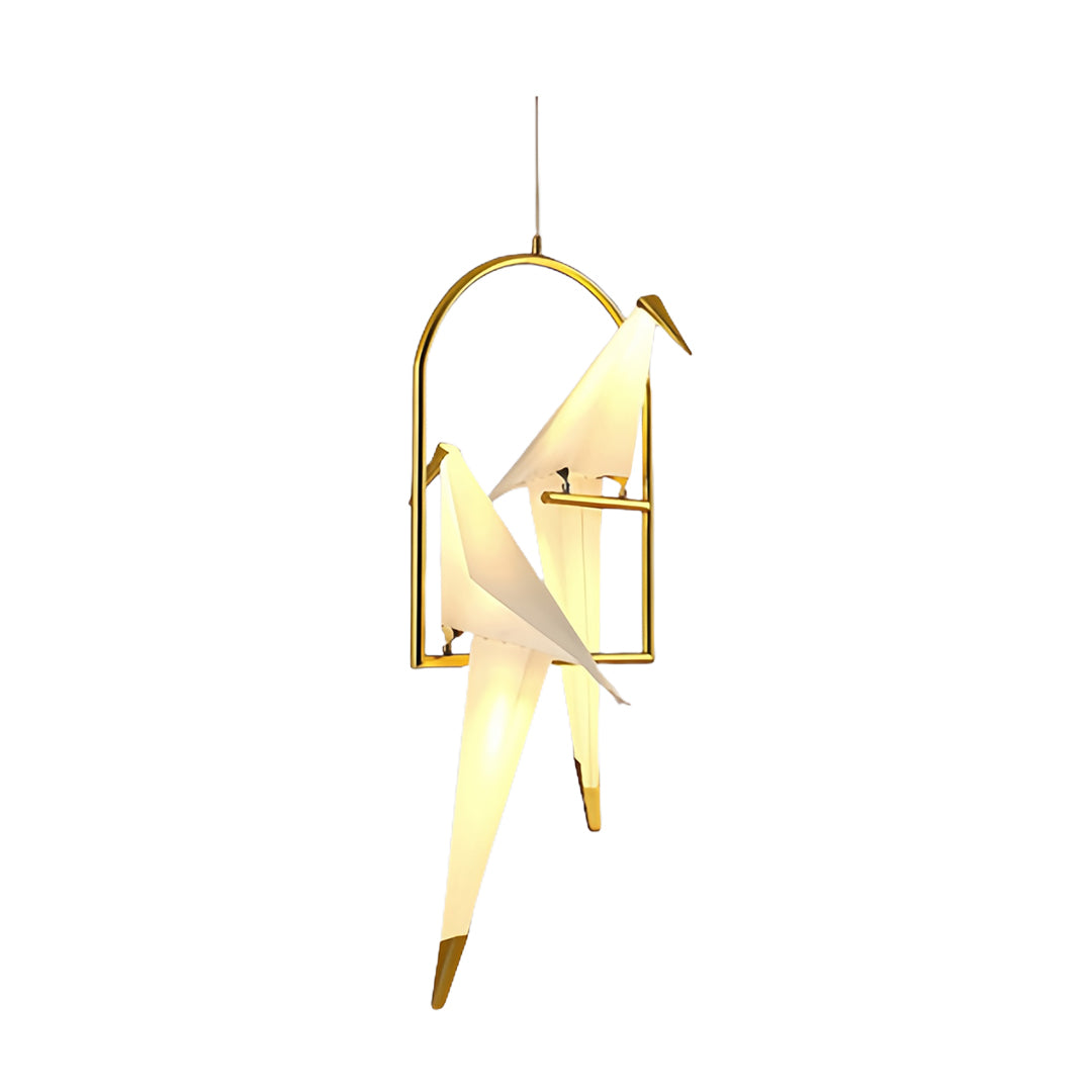 Origami Crane Wall Sconce — PP & Metal, Gold Accent, LED 6W, 3000K Warm White