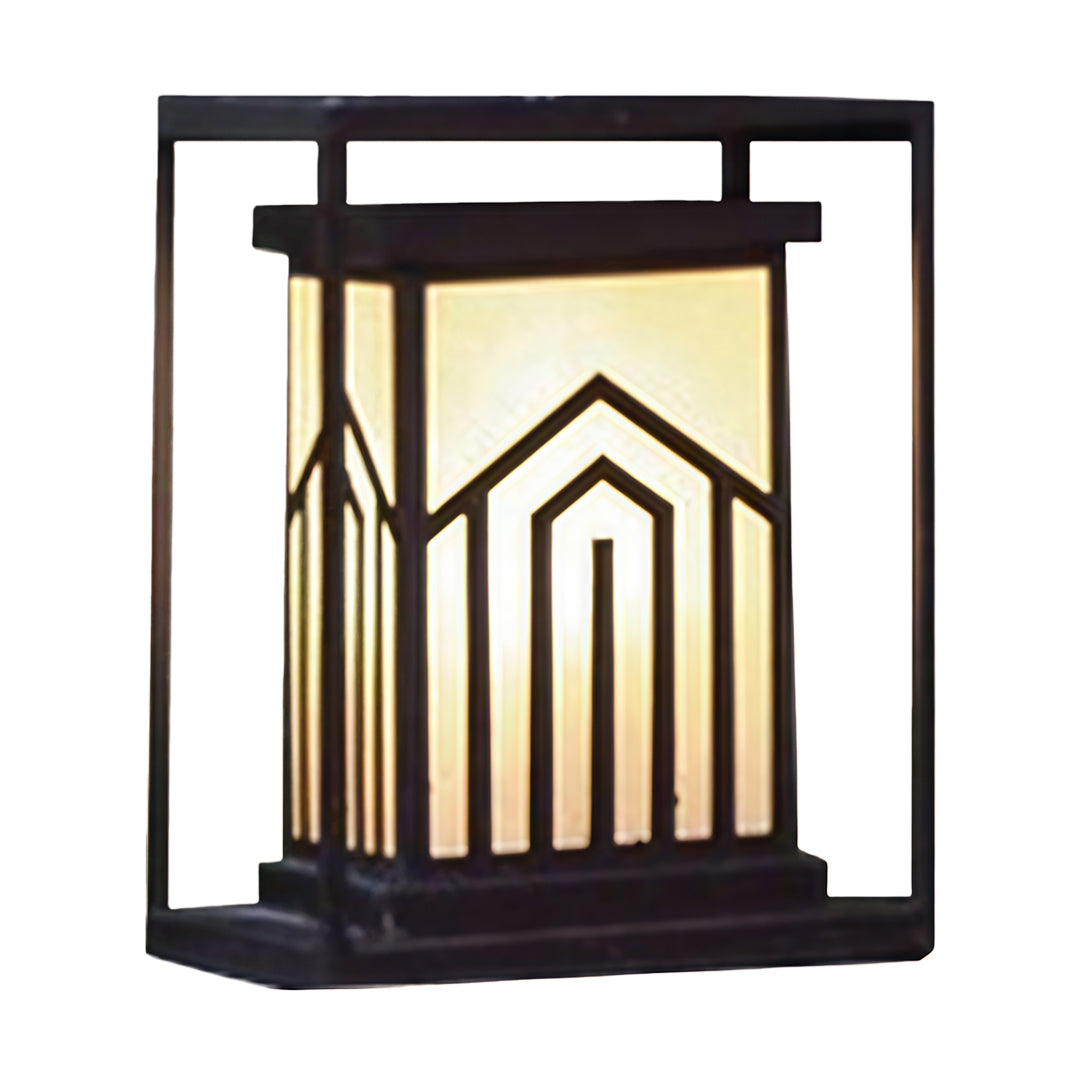 Marble-Effect Outdoor Lantern Path Light — Black Stainless Steel, Solar / Hardwired, IP65, 4 Sizes