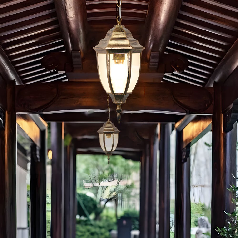 European Style Outdoor Chandeliers: Antique Aluminum Waterproof Glass Design