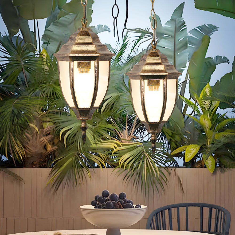 European Style Outdoor Chandeliers: Antique Aluminum Waterproof Glass Design