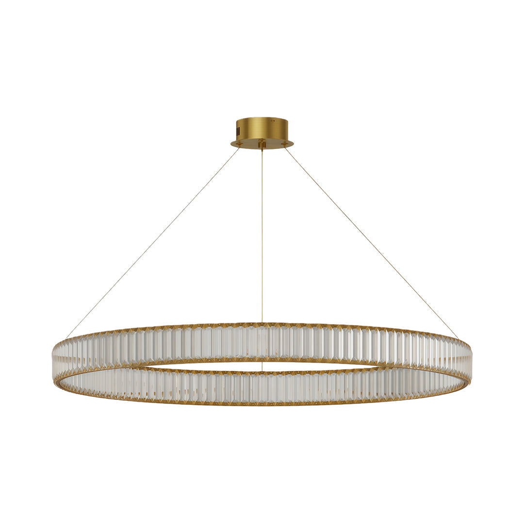 Round Crystal Ring Chandelier — Copper, Black, or Chrome, LED, Three-Step Dimming (3000K/4000K/6000K)