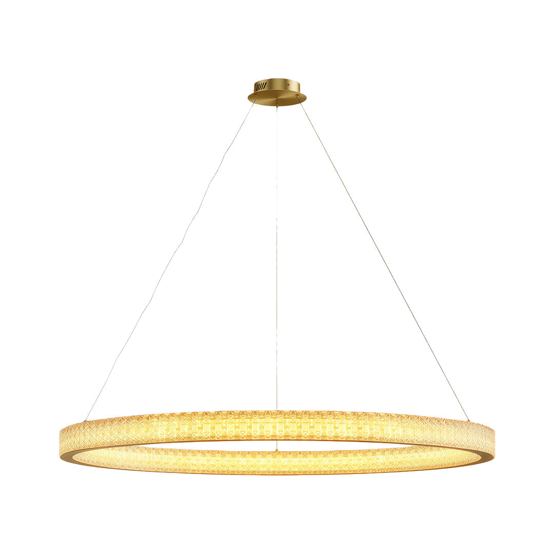Circular Ring Chandelier — Full Copper, Dimmable LED, 50W–220W, Multiple Sizes