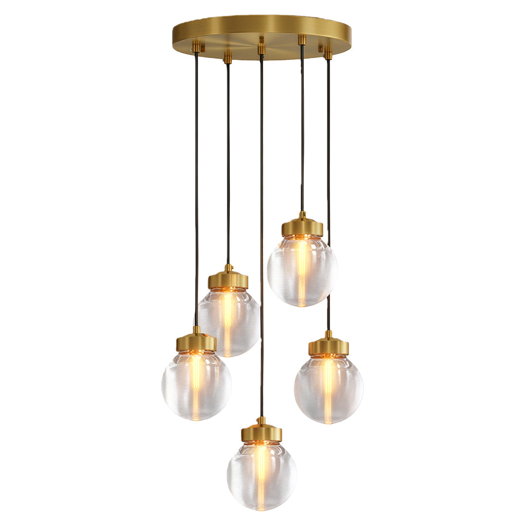 Contemporary Copper Chandelier — Solid Brass Frame, Clear Glass Shades, G9, 1- to 19-Light, Black / Chrome / Copper Finish
