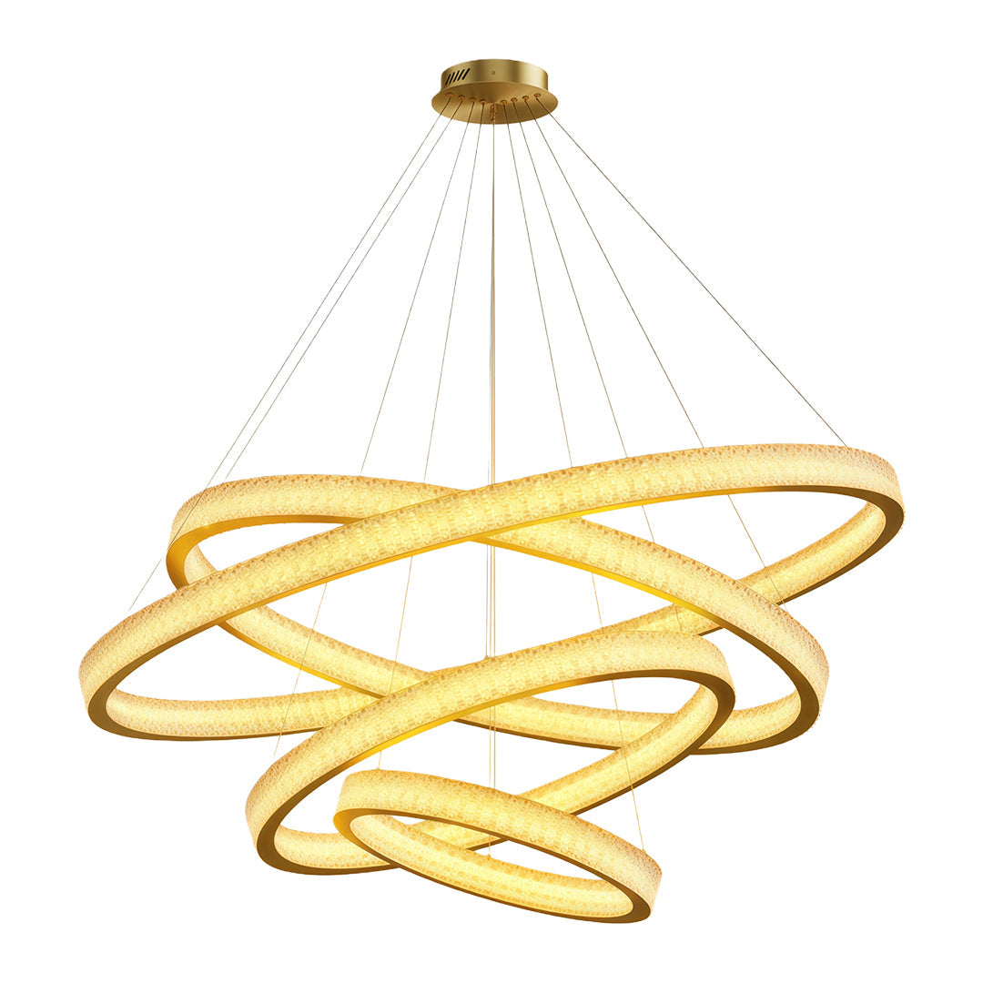 Circular Ring Chandelier — Full Copper, Dimmable LED, 50W–220W, Multiple Sizes