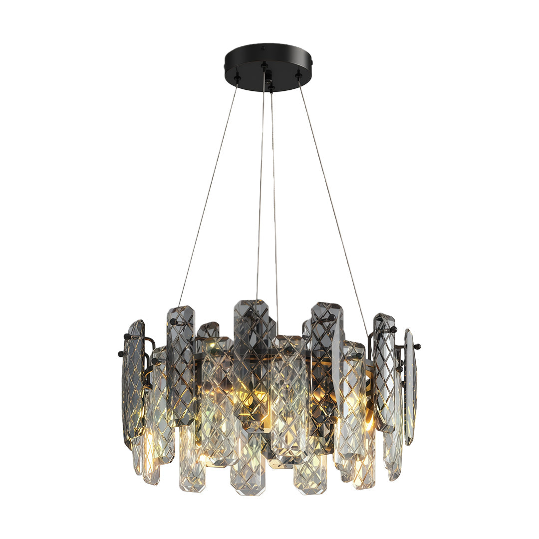 Contemporary Crystal Chandelier — Copper / Chrome / Black, Cut Crystal, Eye-Protecting, 47.2" Adjustable Chain