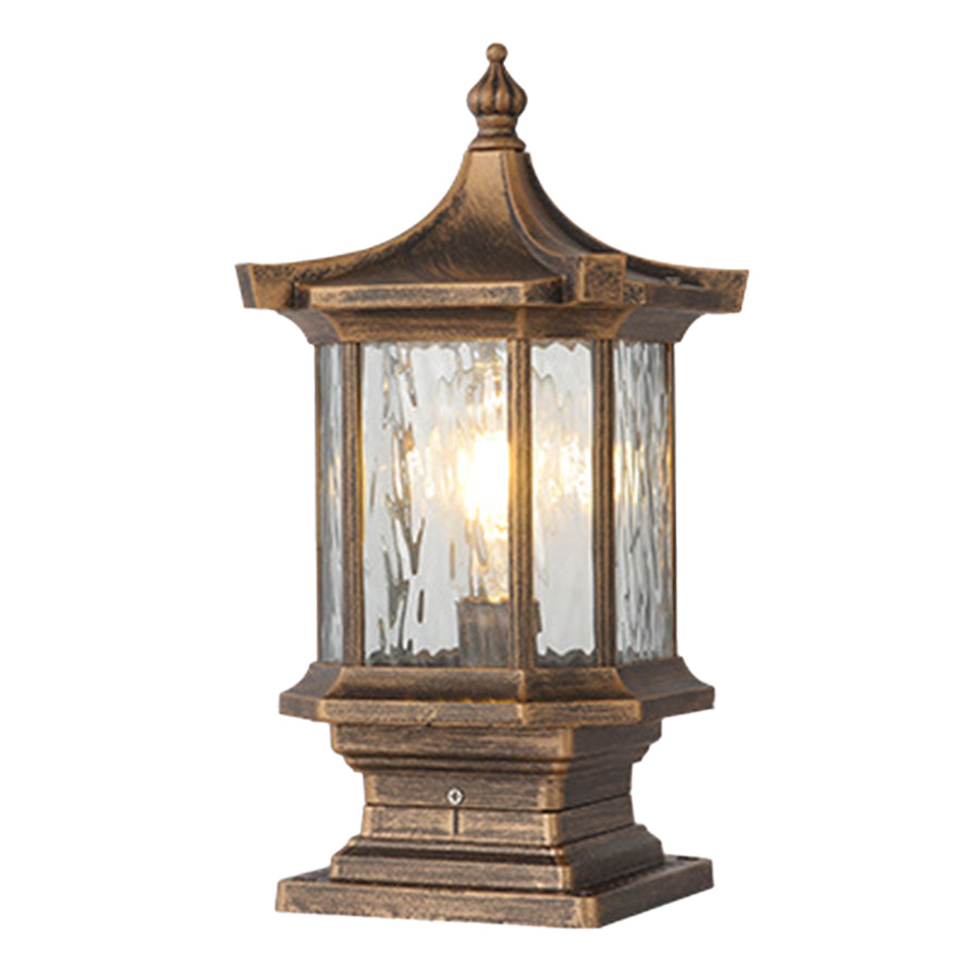 Vintage Lantern Pillar Light — Aluminum, Solar or Hardwired, IP54, 3-Step Dimming, Black or Bronze