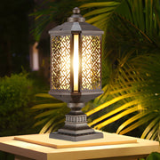 Retro Antique Fence Post Light — Die-Cast Aluminum and Glass, Brass, E27, Hardwired, 6.3" × 17.1"