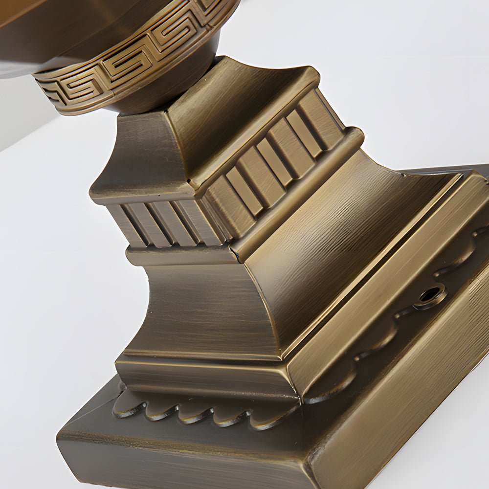 Retro Antique Fence Post Light — Die-Cast Aluminum and Glass, Brass, E27, Hardwired, 6.3" × 17.1"