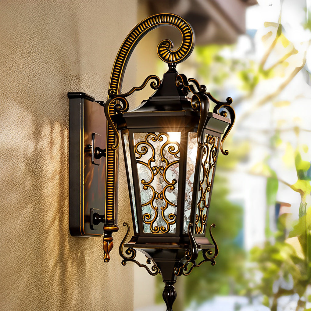 Antique Lantern Outdoor Wall Sconce — Aluminum and Glass, E27, IP55 Weatherproof, Retro