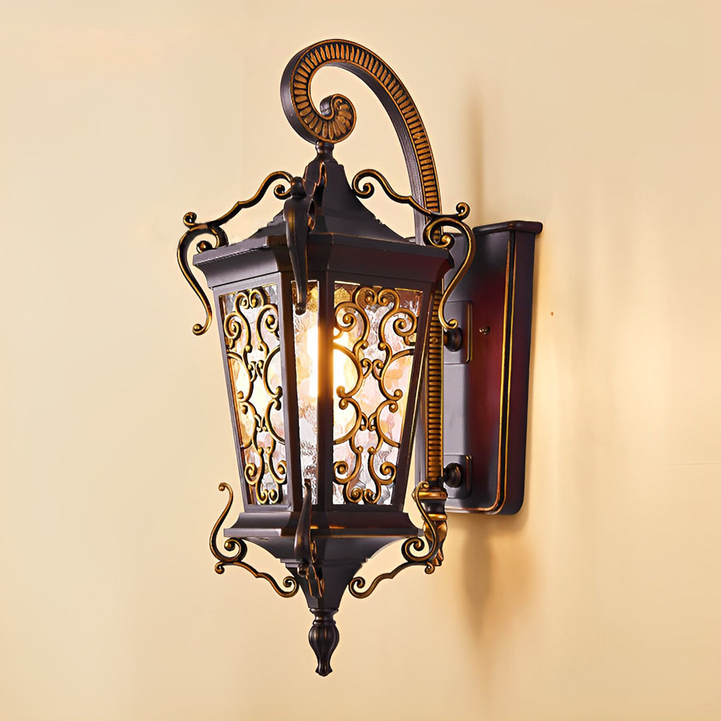 Antique Lantern Outdoor Wall Sconce — Aluminum and Glass, E27, IP55 Weatherproof, Retro