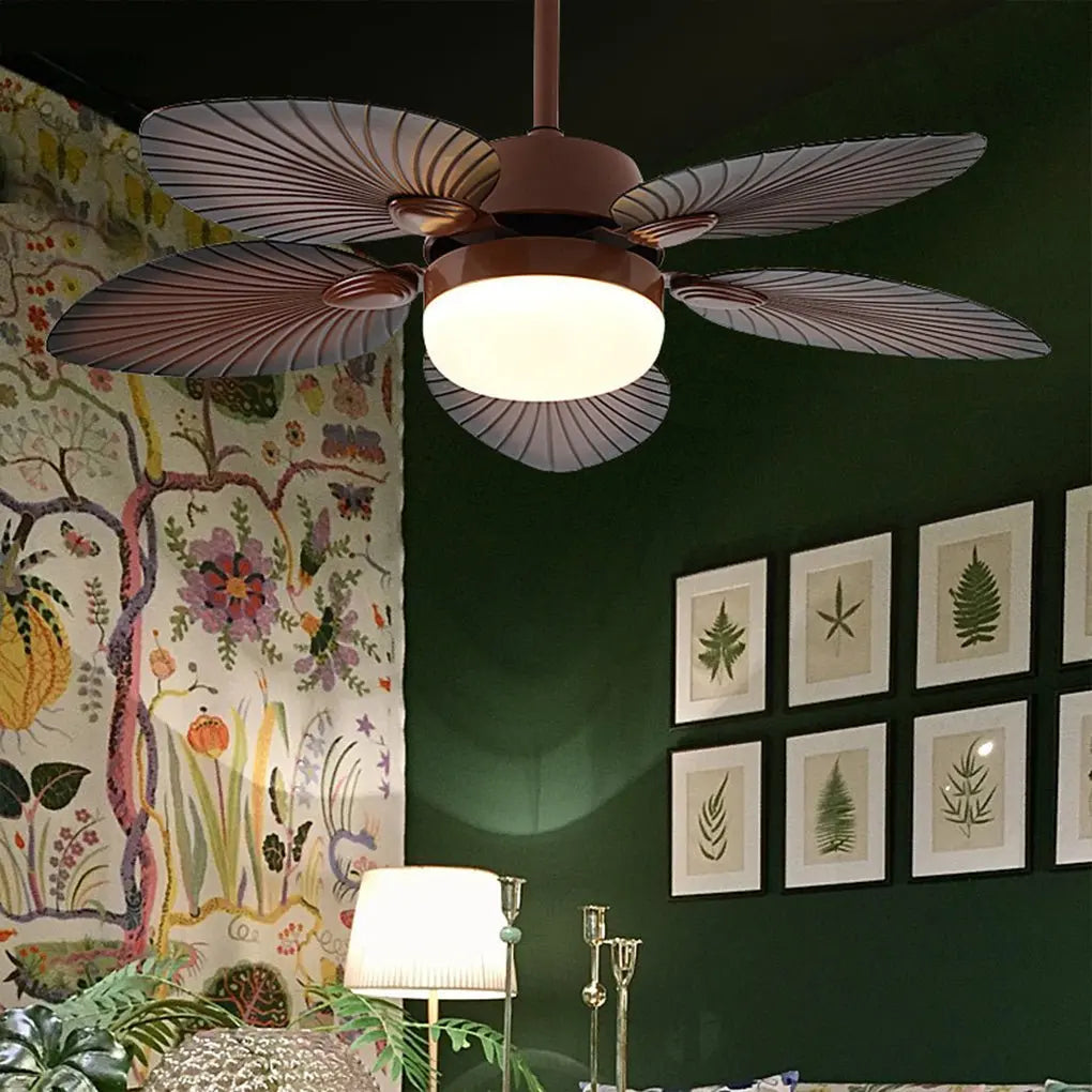Retro Antique LED Ceiling Fan Lamp with Remote Control and Three Color Dimming Luxe