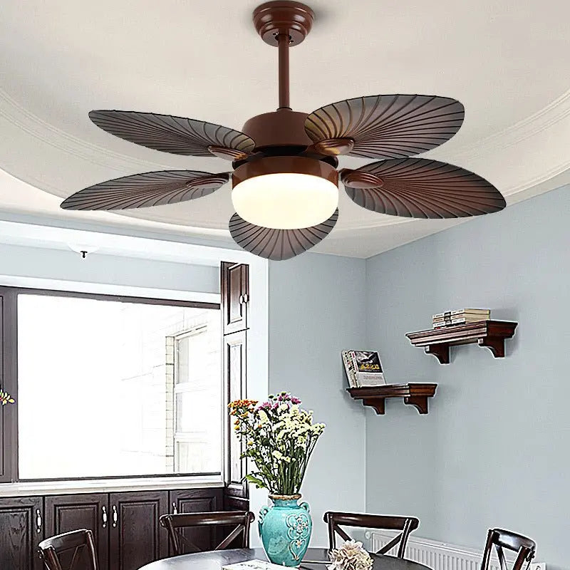 Retro Antique LED Ceiling Fan Lamp with Remote Control and Three Color Dimming Luxe