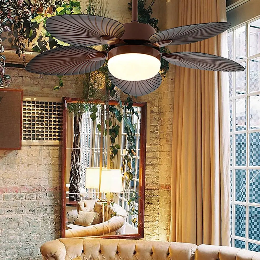 Retro Antique LED Ceiling Fan Lamp with Remote Control and Three Color Dimming Luxe