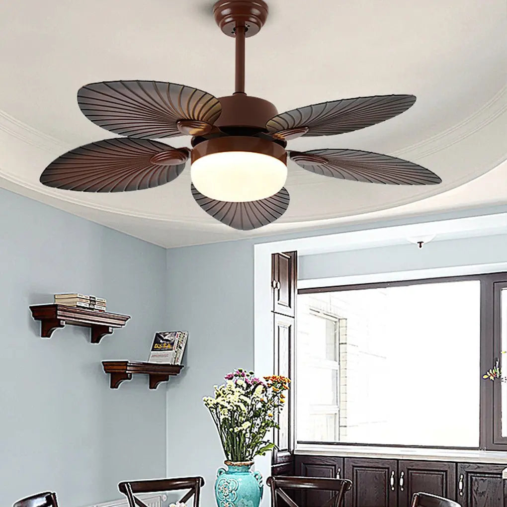Retro Antique LED Ceiling Fan Lamp with Remote Control and Three Color Dimming Luxe