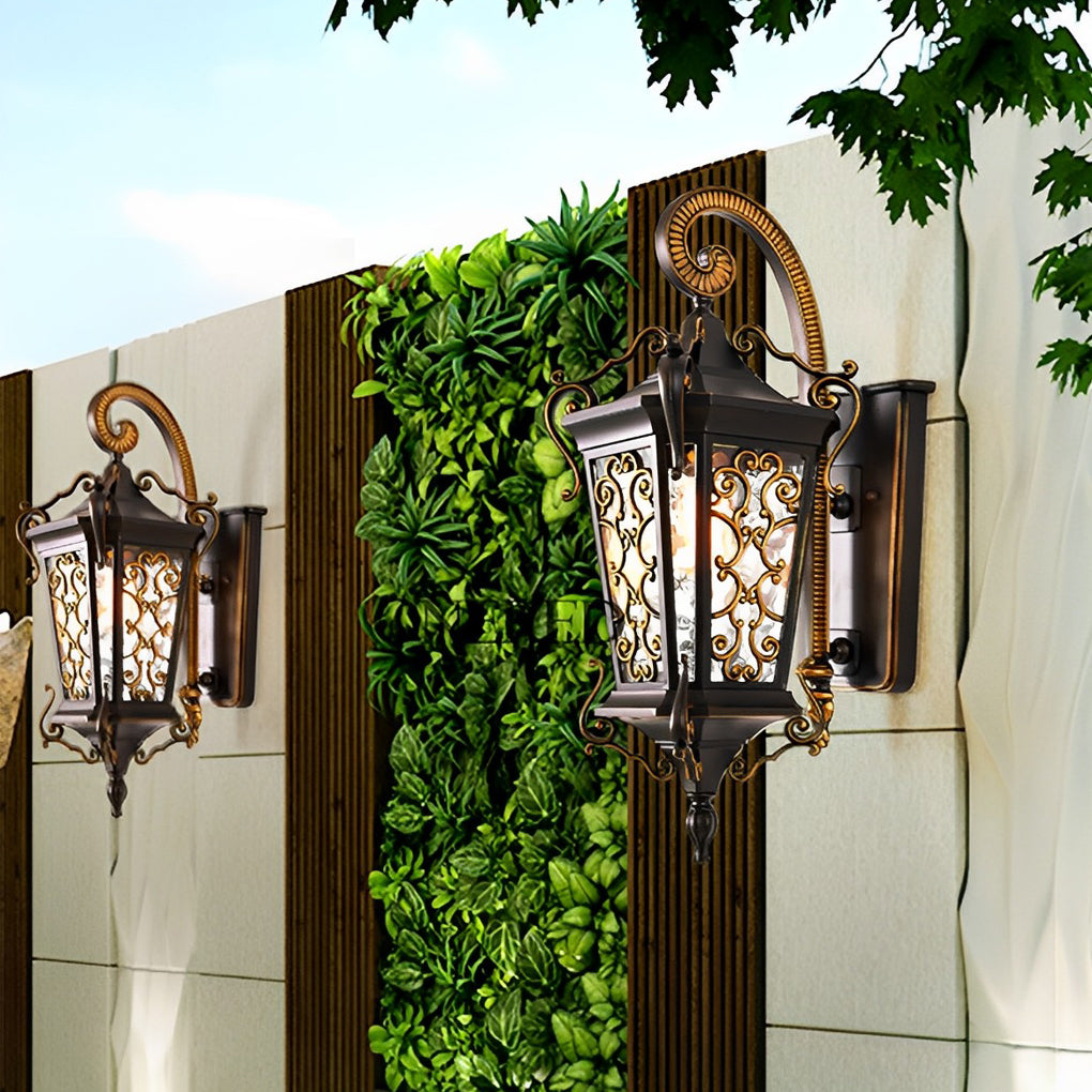 Antique Lantern Outdoor Wall Sconce — Aluminum and Glass, E27, IP55 Weatherproof, Retro