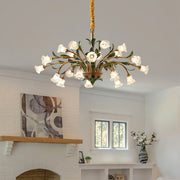 Vintage Floral Branch Chandelier — Iron and Glass, G4 3-Step Dimming, 12 to 35-Head