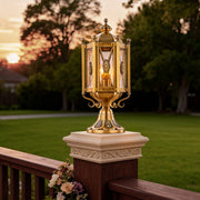 Vintage Copper Outdoor Pillar Light — Solid Copper, Glass Shade, IP55 Weatherproof, E27/E14