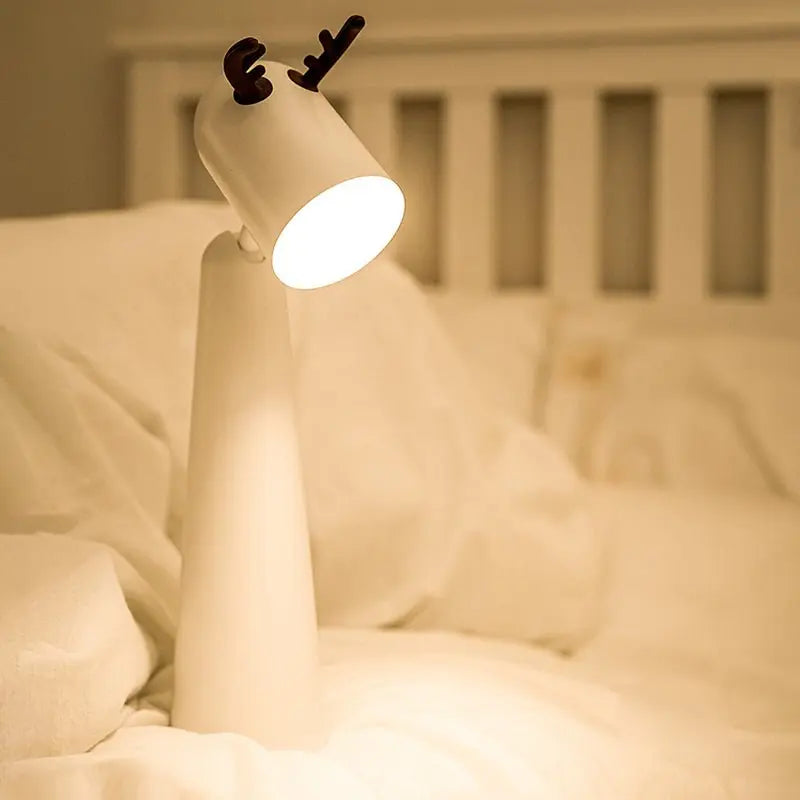 White Desk Lamp with Night Light Feature and USB Rechargeable Antlers Design Luxe
