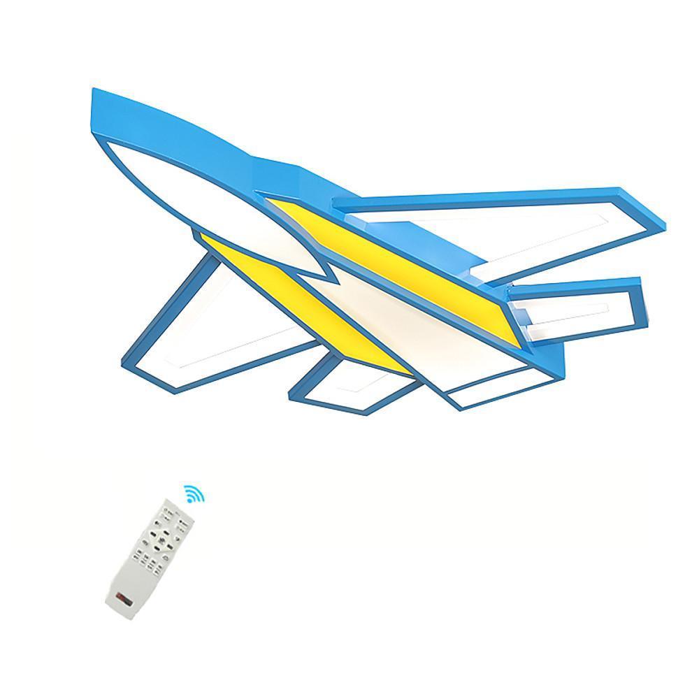 Cartoon Airplane LED Flush-Mount Ceiling Light — Metal & Acrylic, Tri-Color Dimming, Remote Control, Kids' Room