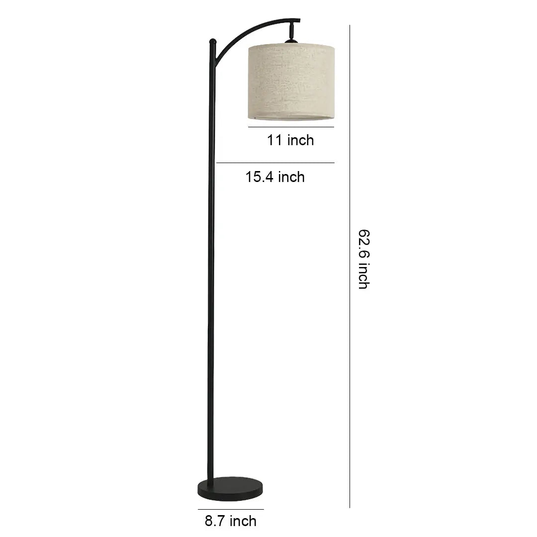 Minimalist Arc Floor Lamp with Fabric Shade - Metal Arched Lamp for Living Room Luxe