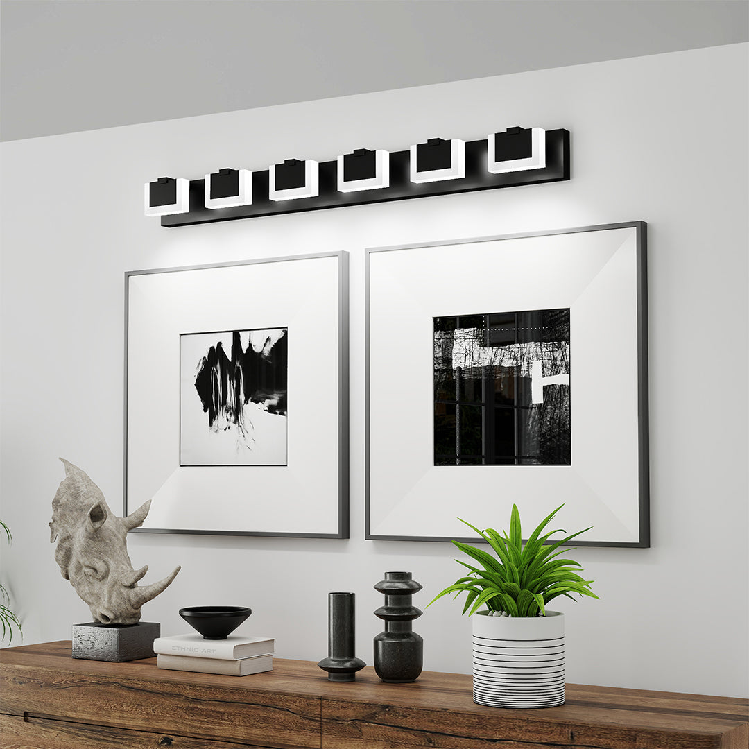 Minimalist Chrome LED Vanity Light — Aluminum, 6000K, 3 to 6-Light, Hardwired