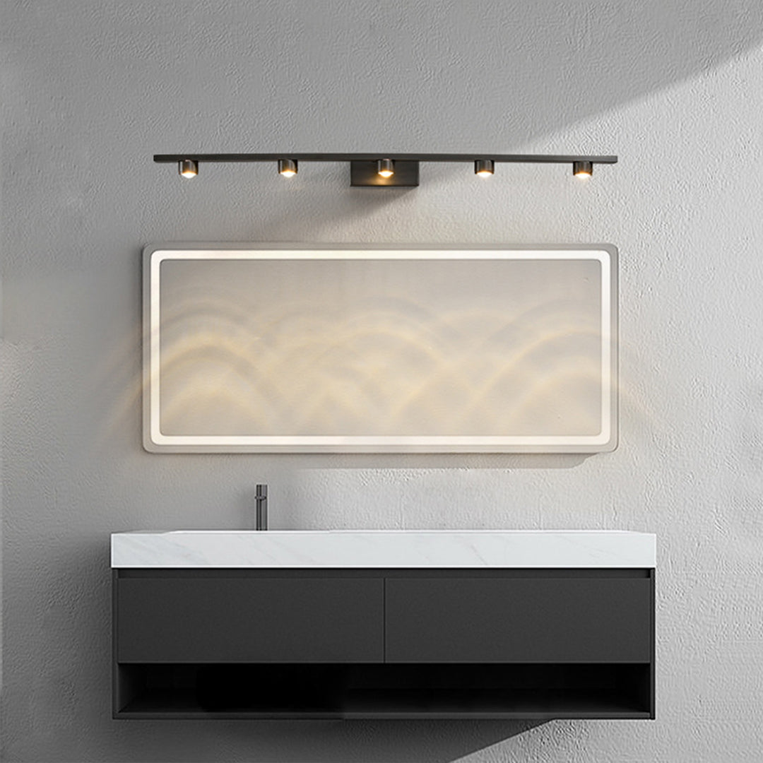 Minimalist Black LED Vanity Light Bar — Copper-Aluminum, Glass Mirror Surface, 3000K, 9W–15W, 40cm–70cm