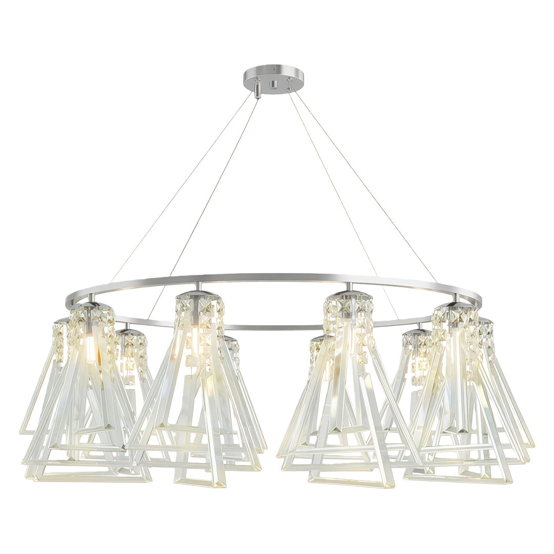 Minimalist Crystal Chandelier — Solid Copper, G9, 8- or 10-Light, Brass / Chrome / Black
