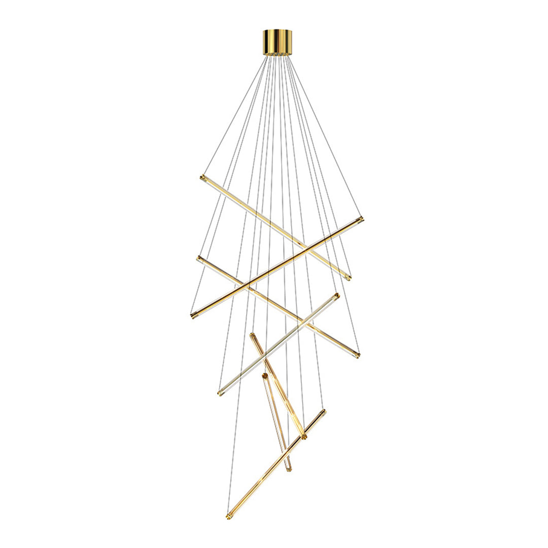 Minimalist LED Linear Chandelier — Stainless Steel & Acrylic, 3/5/7-Light, 36W–140W, 4000K RA97, Black or Gold