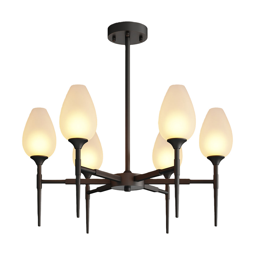 Minimalist Glass Chandelier — Brass Frame, Transparent Glass Shades, G9, 4-, 6-, or 8-Light