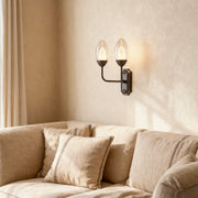 Dual-Head Wall Sconce — Solid Copper, Clear Glass Shade, 2-Light G9, Hardwired