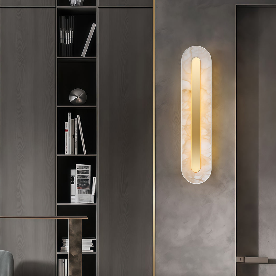 Cloud Stone Wall Sconce — Brass, Gold Finish, LED 3000K, Round or Square, Small or Large