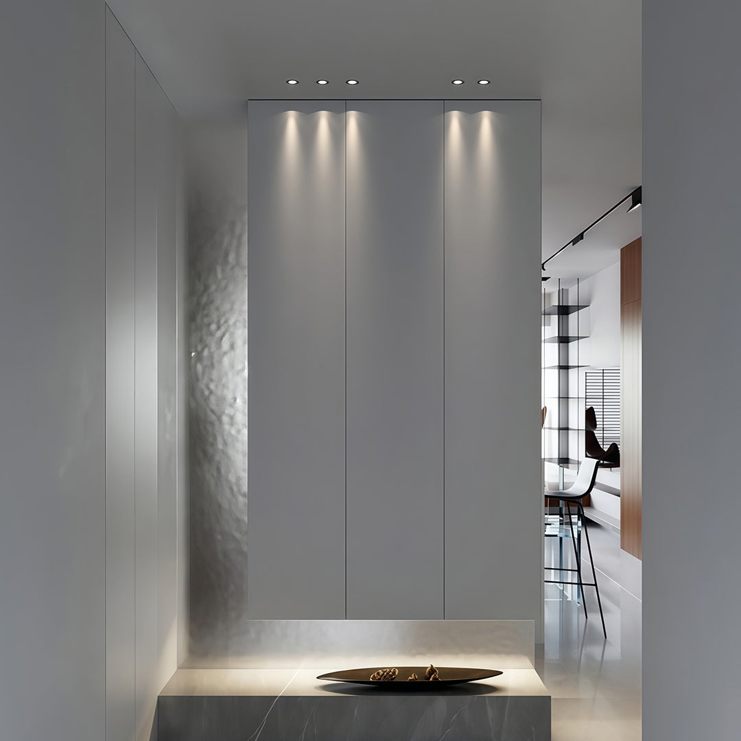 Deep-Bowl Recessed Spotlight — Aluminum, 8W LED, 15° Beam, 30° Adjustable, 3000K, Black / White